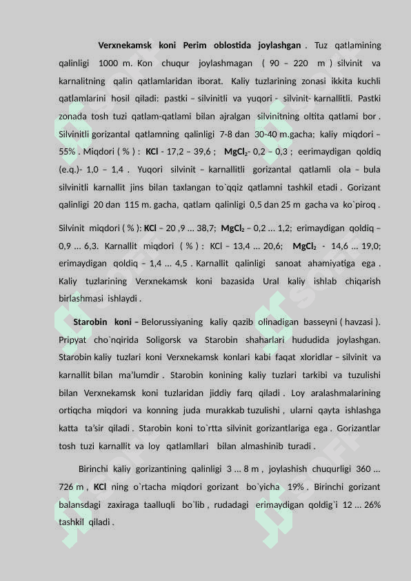Mineral o’g’itlardagi ozuqa               elementlarini xisoblash. 8