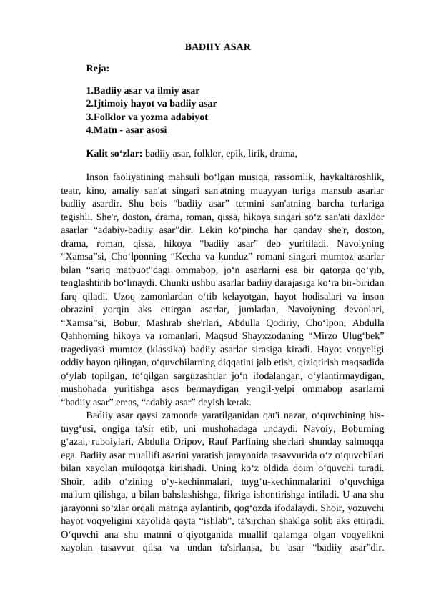 Badiiy asar