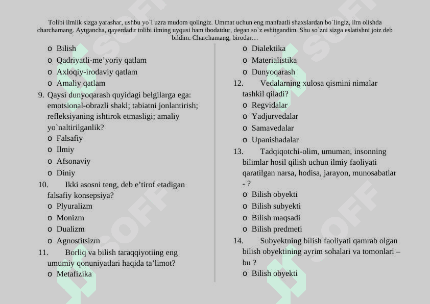 falsafadan test 2