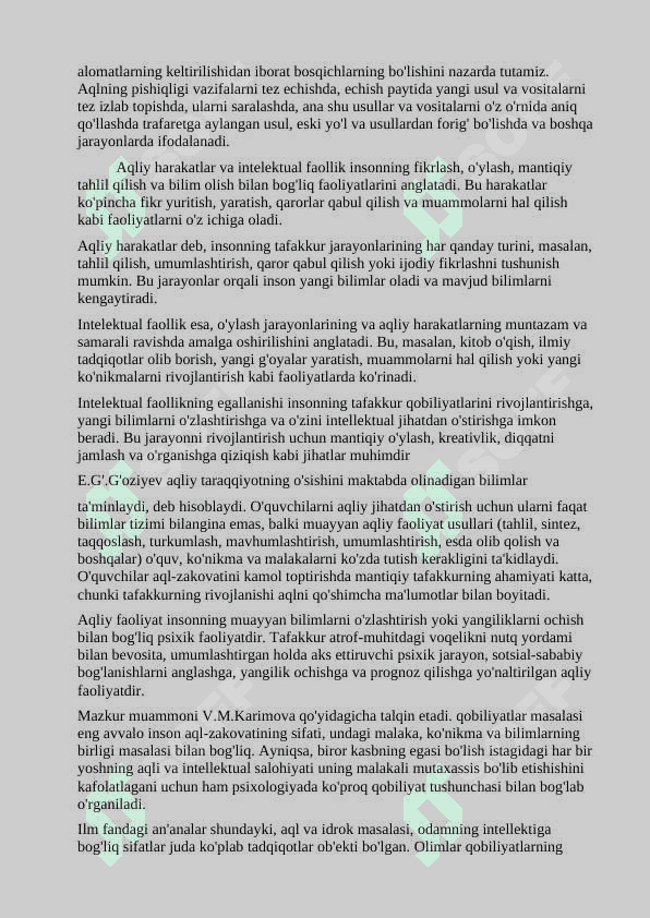 Aqliy harakatlar va intelektual faollikning egallanishi 4