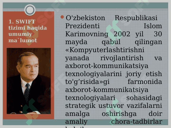 Butun jahon banklararo ma’lumot almashiah SWIFT tizimi 3