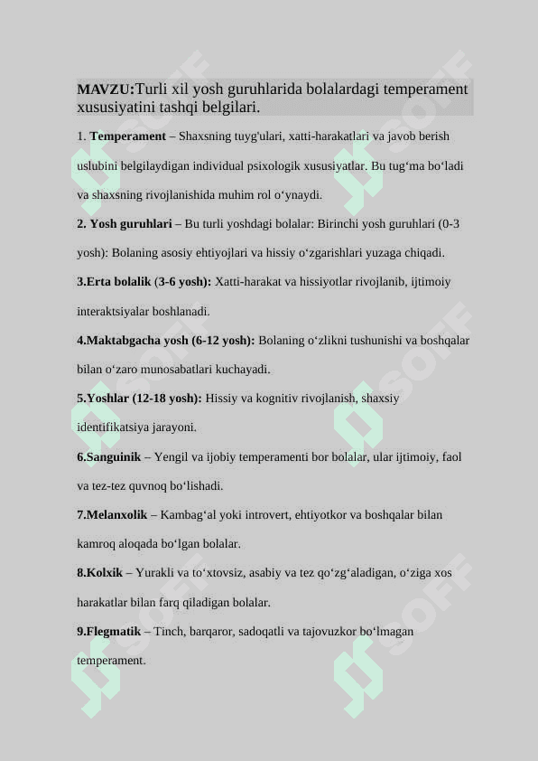 Turli xil yosh guruhlarida bolalardagi temprament xususiyatini tashqi belgilari 2