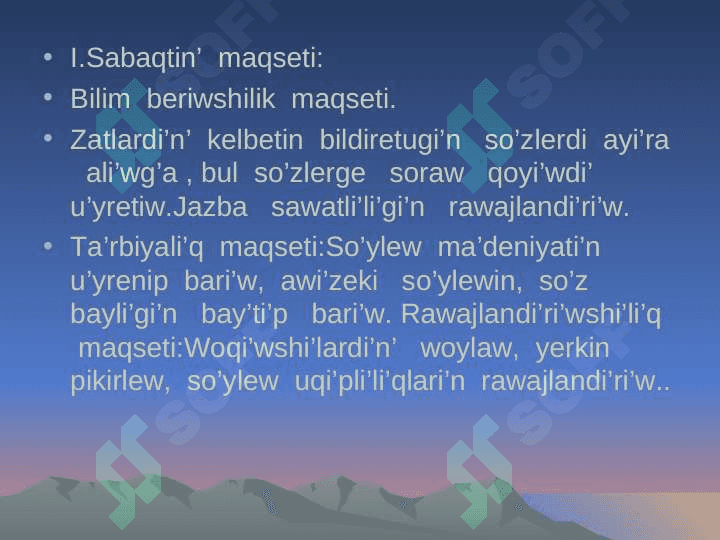 Tema.Zatti’n’  kelbetin   bildiretiugi’n    so’zler 3