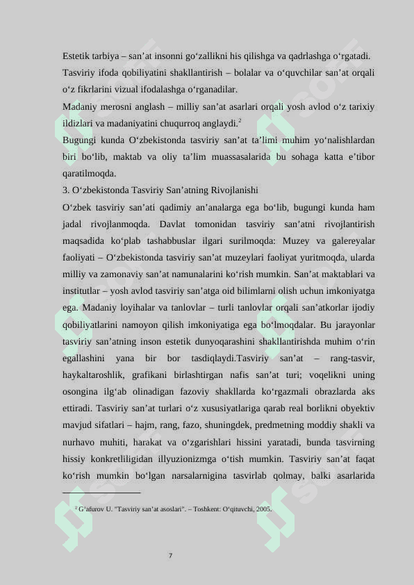 Tasviriy sanʼatda badiiy idrok  kurs ishi 7