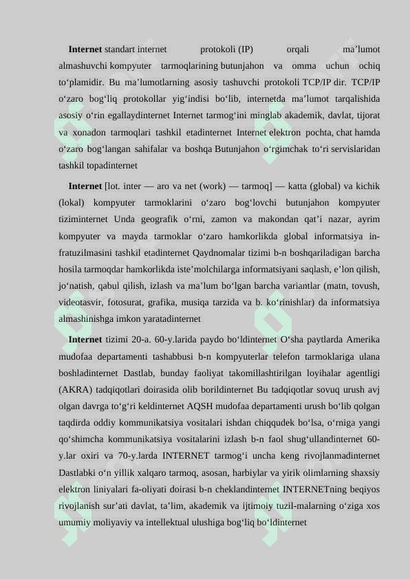 Internet haqida ref 20 klaster krossword bilan testi bilan 2