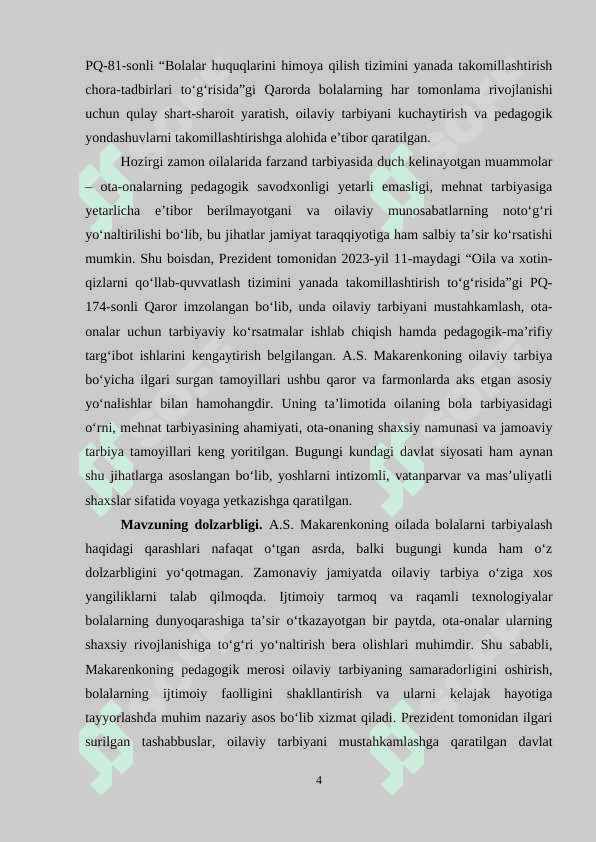 A.S. Makarenkoning oilada bolalarni tarbiyalash haqidagi pedagogik qarashlari 4