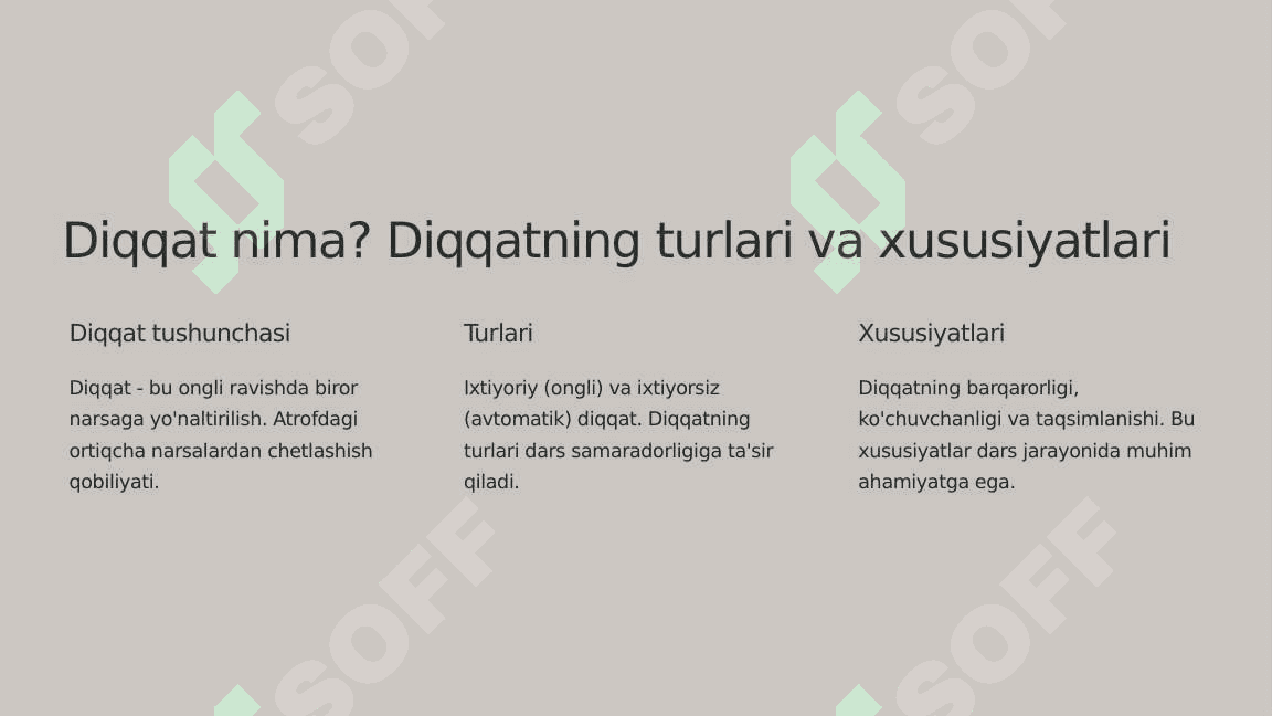 O'qituvchining diqqati va dars jarayonida undan foydalanish yo'llari 2