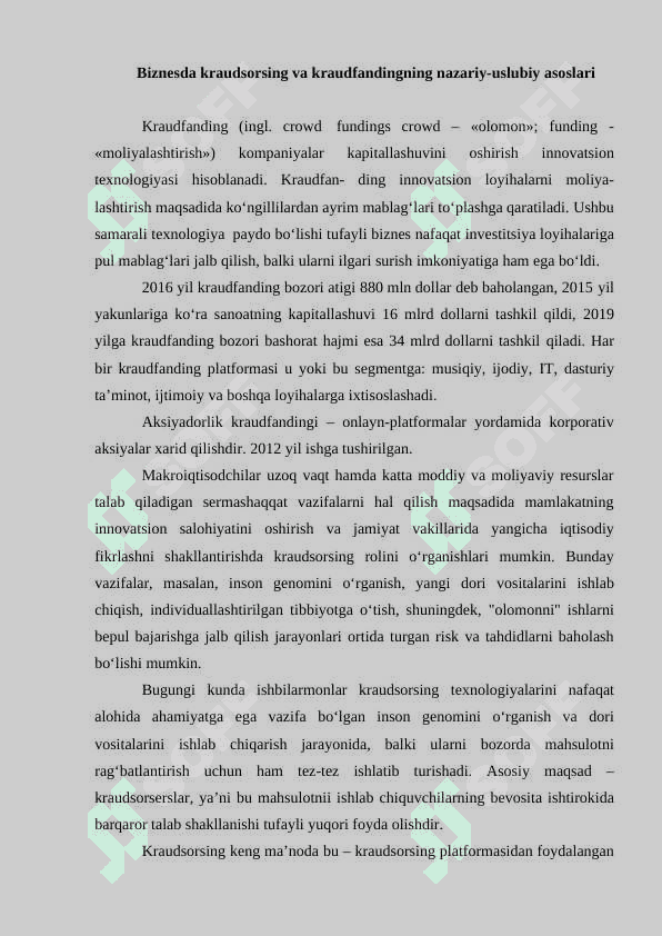 Biznesda kraudsorsing va kraudfanding yangi imkoniyatlari 2