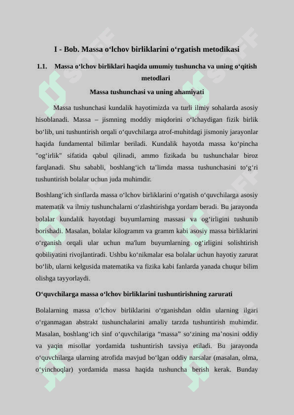 Massa, sigʼim oʻlchov birliklarini oʻrgatish metodikasi 6