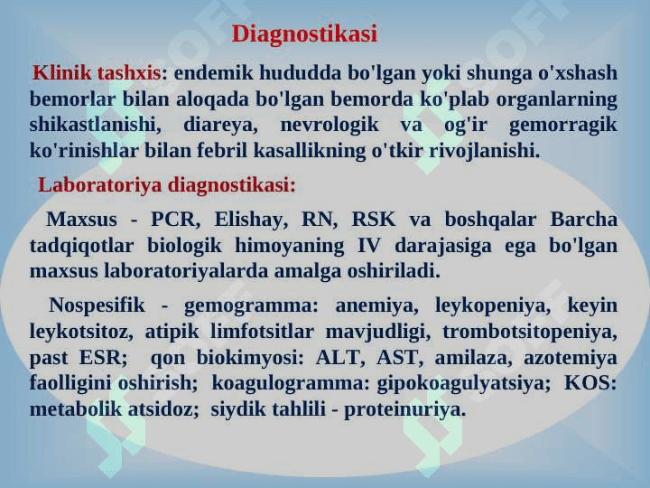 Ebola, Lassa, viruslari , kasallik patogenezi , laborator tashhisi. 8