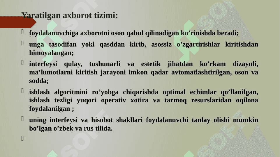 Davlat soliq xizmati organlarida joriy etilgan dasturiy mahsullarhamda soliq to’lovchilarga ko’rsatiladigan davlat xizmatlar 7