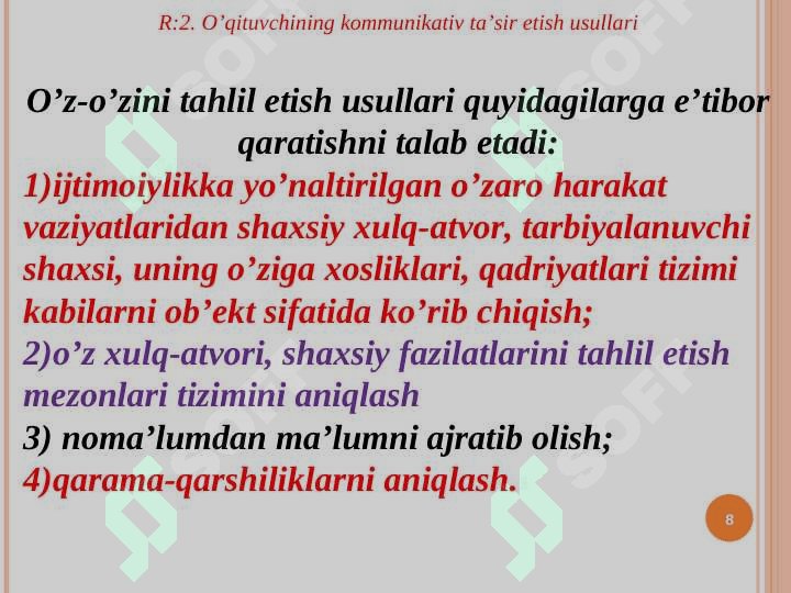 Kommunikativ malakalar va ta’sir ko’rsatish. 8