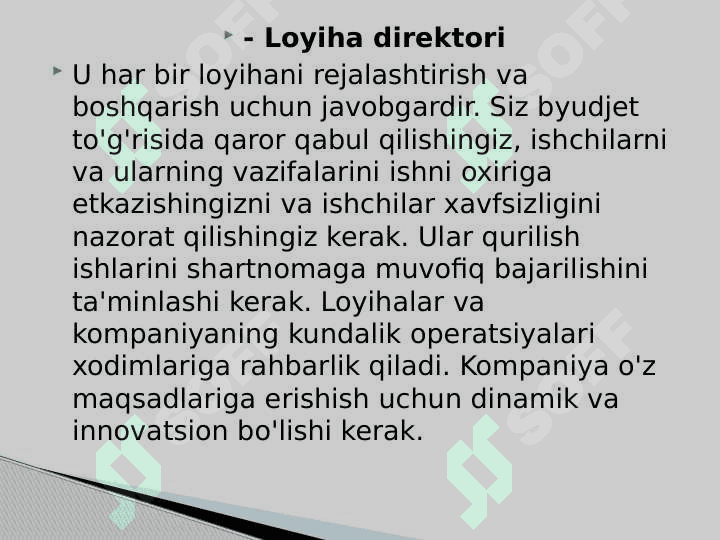Qurilish kompaniyasining boshqaruv tuzilishi 8