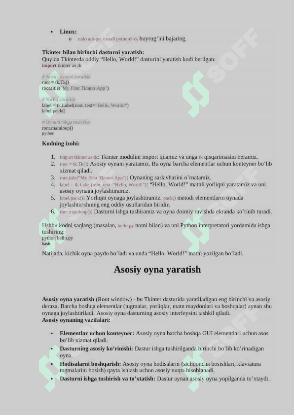 Tkinterda oyna bilan ishlash 3