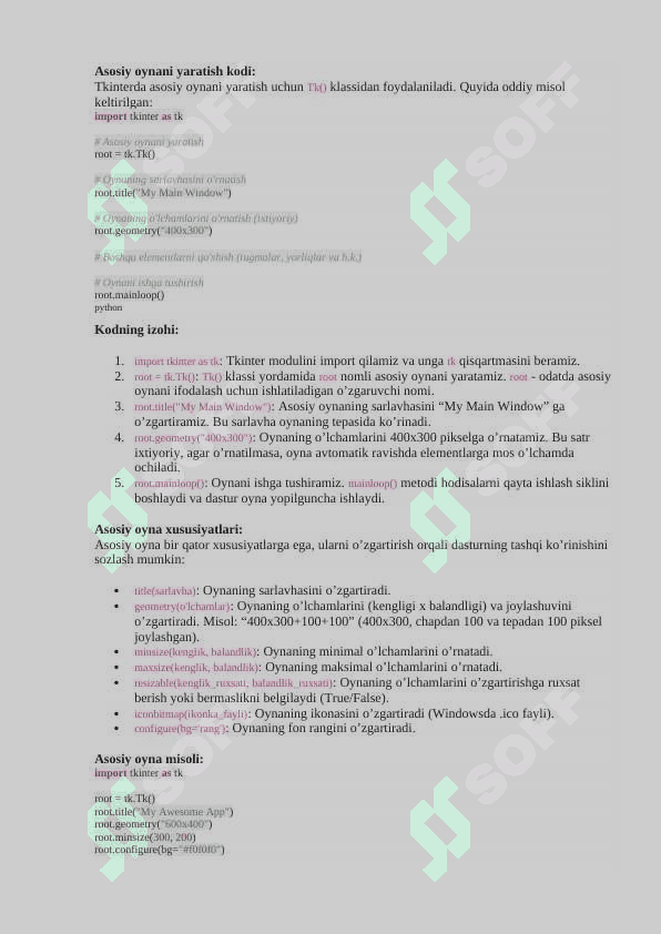 Tkinterda oyna bilan ishlash 4