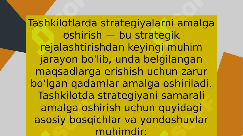 tashkilot larda strategiya ni amalga oshirish 2