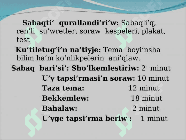 Ra’wishtin’  ma’nisine  qaray  tu’rleri.                   Waqi’t  ra’wishi. 4