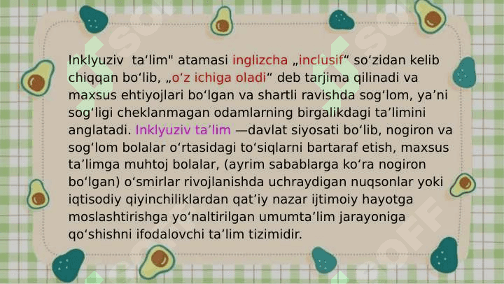 Inklyuziv taʼlim maqsad va vazifalari. 2
