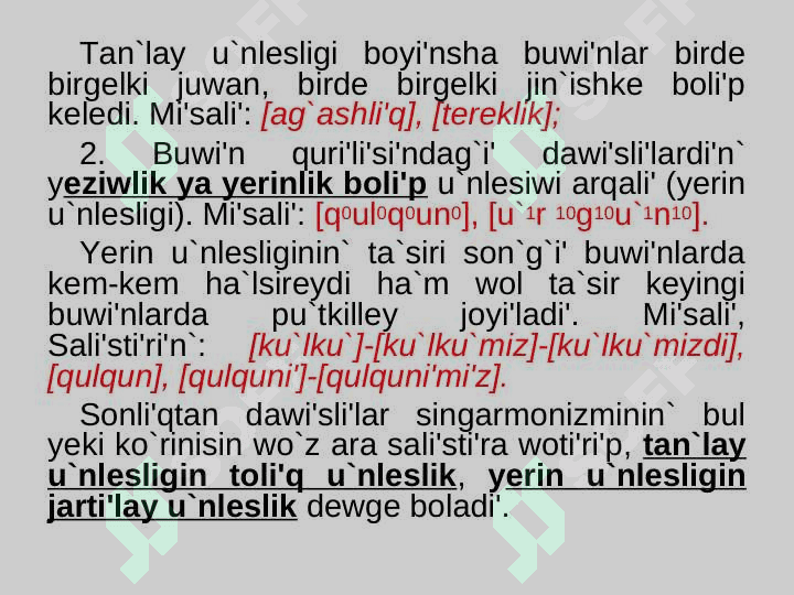 Morfemalar shegarasi’ndag`i’ dawi`ssi`zlar singarmonizmi 5