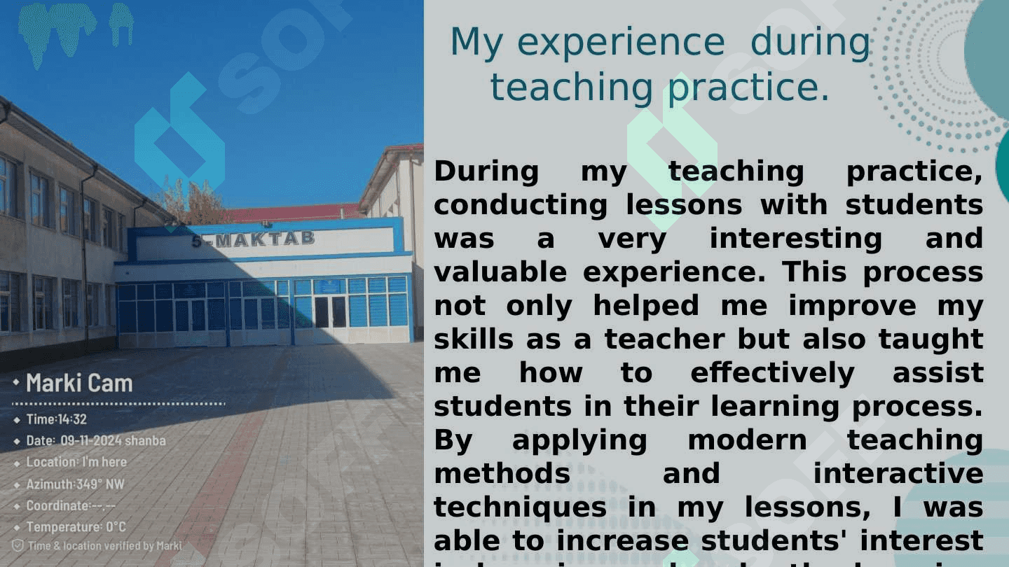 6 oylik amaliyot hisoboti.  My  experience  during  teaching practice. 2