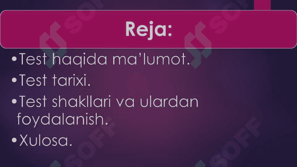 TEST MAQSADLARI, TEST FUNKSIYALARI VA TURLARI. 2