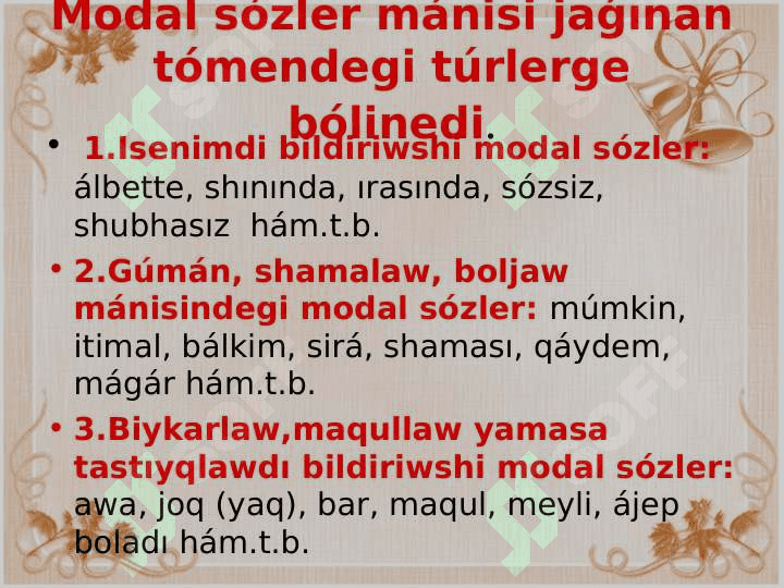 Modal sózlerdiń mánileri 4