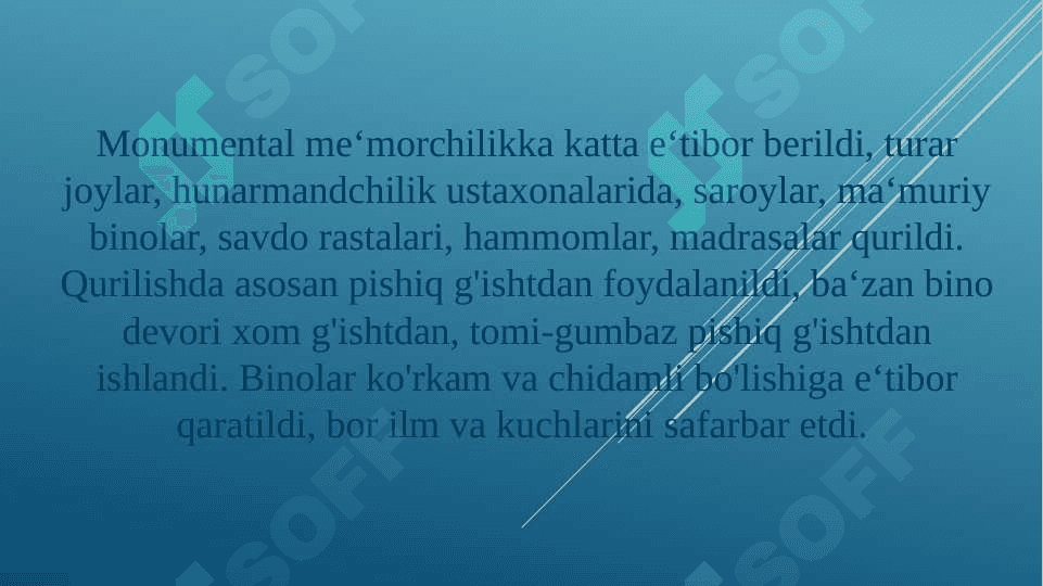 Xalq amaliy san`ati va hunarmandchiligi. Milliy me`morchilik xalq maktabi 4