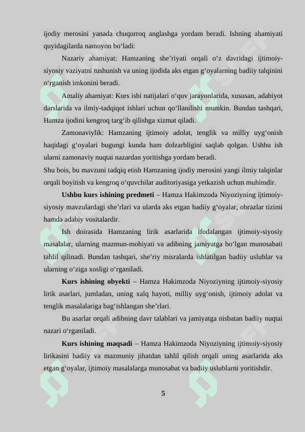 Hamzaning ijtimoiy-siyosiy lirikasi 5