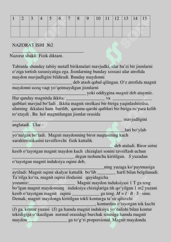 11-sinf nazorat Laboratoriya ishi  FIZIKA 4