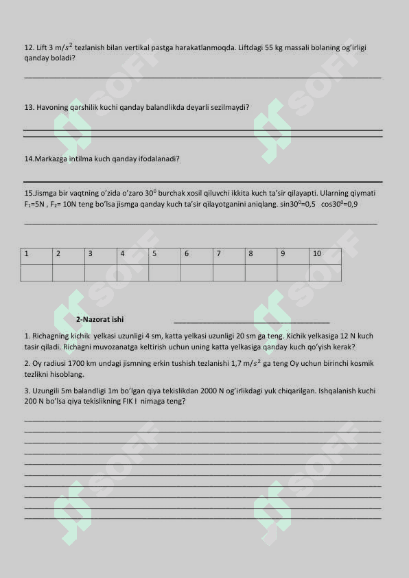 10-sinf Nazorat ishi va lab 3