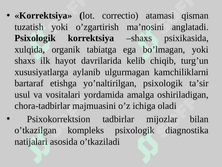 Shaxs og‘ishgan xulqining psixologik korreksiyasi 2