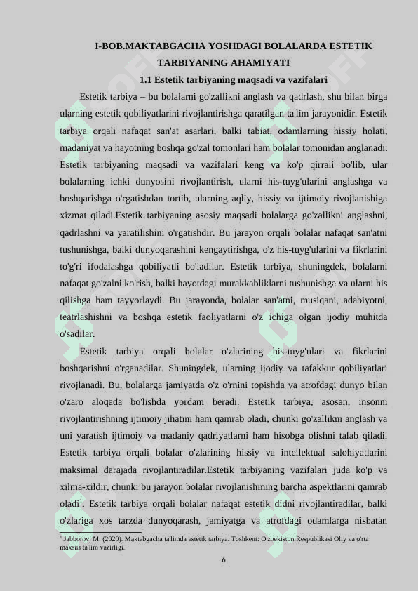 MAKTABGACHA YOSHDAGI BOLALARGA ESTETIK TARBIYA BERISH VAZIFALARI,METODLARI,VOSITALARI 5