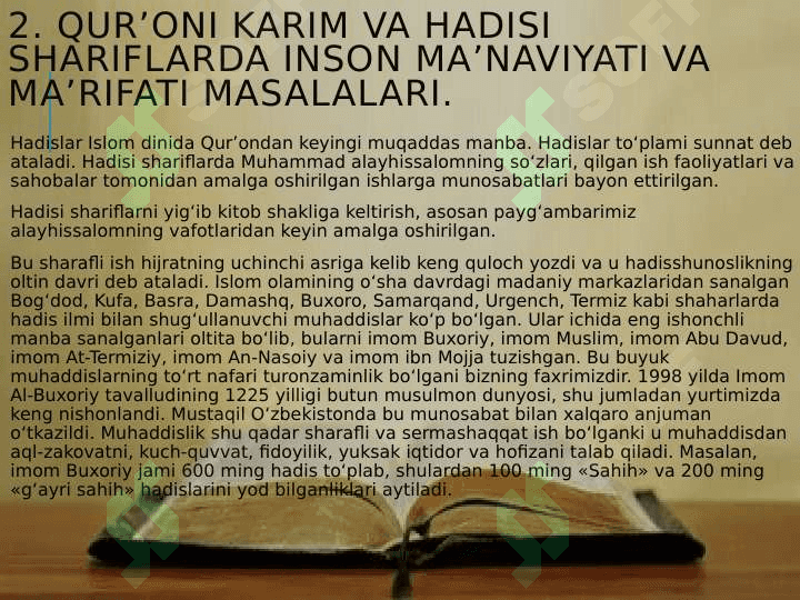 Islom dinida maʼnaviyat va shaxs maʼnaviy qiyofasining talqini 8