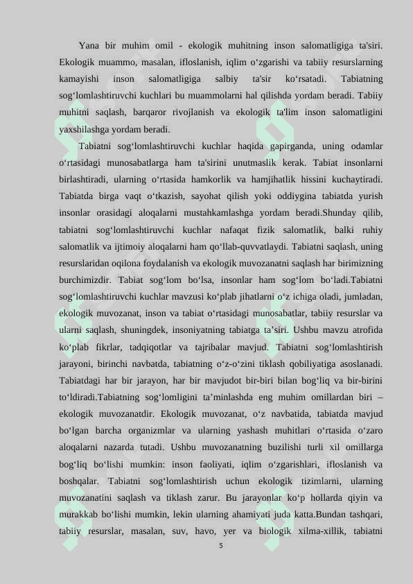 Tabiatni sog‘lomlashtiruvchi kuchlari va gigiyenik omillar 5