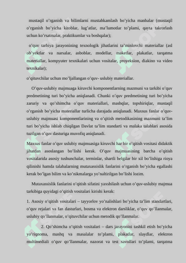 MAXSUS FANLARNING O’QUV-USLUBIY TA’MINOTINI ISHLAB CHIQISH 4