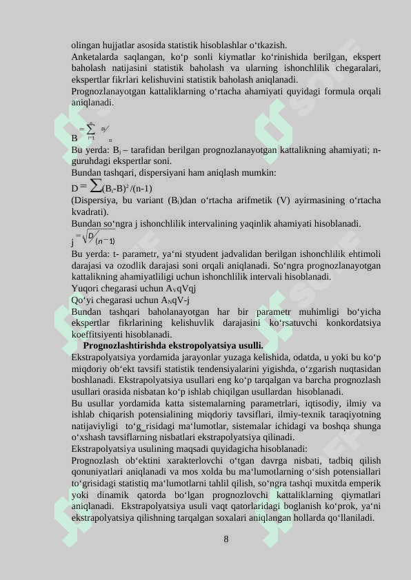 Prognozlashtirishning expert usuli 8