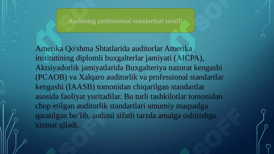 Auditorlik dalili - muayyan moddalarni maxsus ko'rib chiqish" nomli 501- son AXS 3
