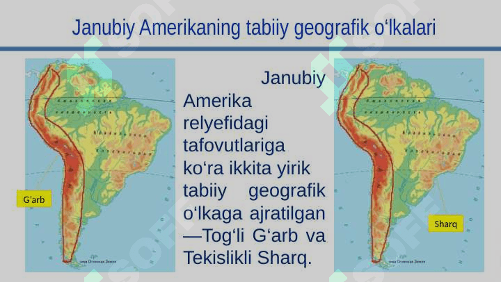 Janubiy Amerika. Tabiiy geografik o'lkalari 4