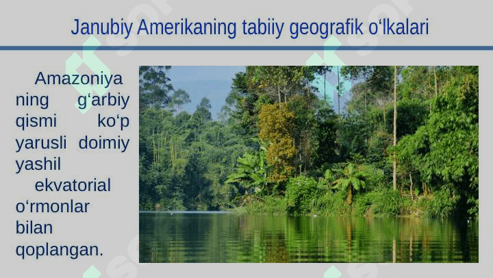 Janubiy Amerika. Tabiiy geografik o'lkalari 7