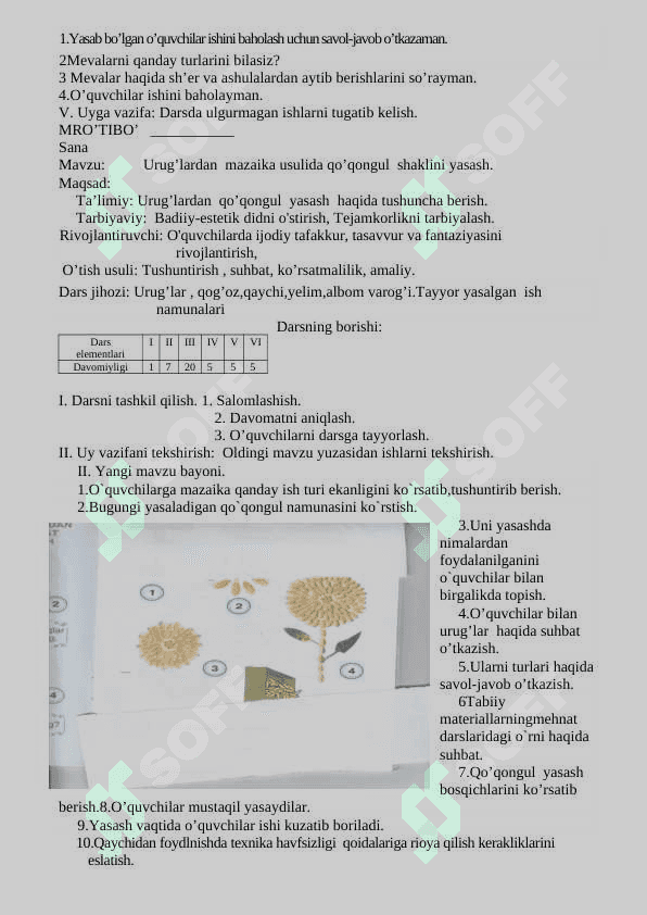 2-sinf Texnologiya dars ishlanma 8