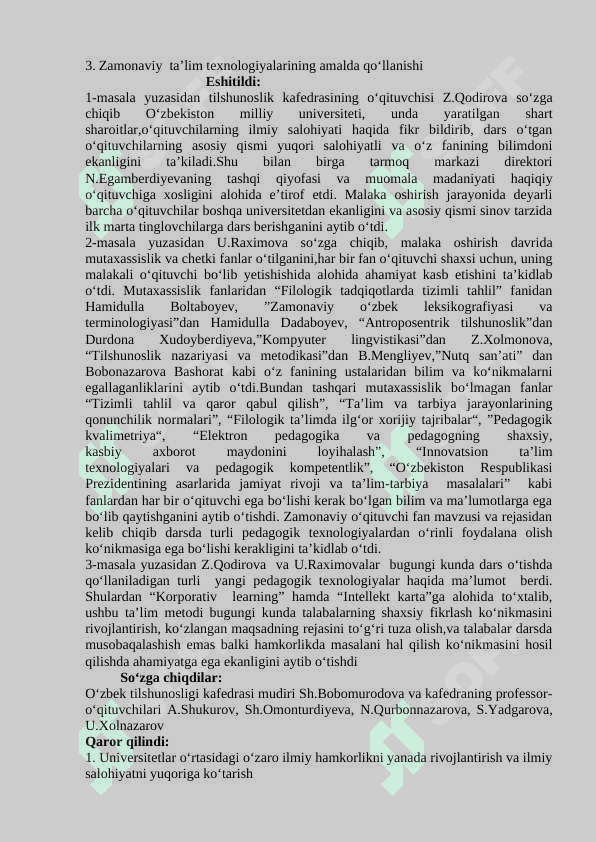 MA’LUMOT-AXBOROT HUJJATLARI (BAYONNOMA, BAYONNOMADAN KO‘CHIRMA, DALOLATNOMA, MA’LUMOTNOMA, ISHONCHNOMA) 3