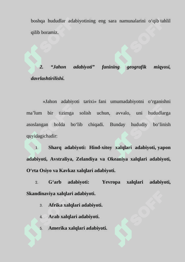“Jahon adabiyoti” fanining predmeti va mazmuni 3