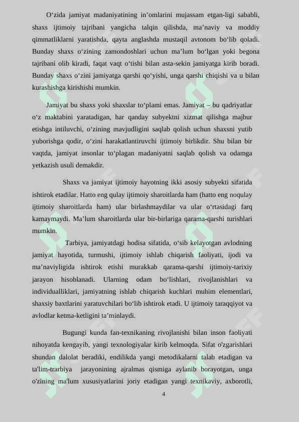 Boshlang’ich sinflarda tarbiya jarayonining moxiyati va mazmuni kurs ishi 4