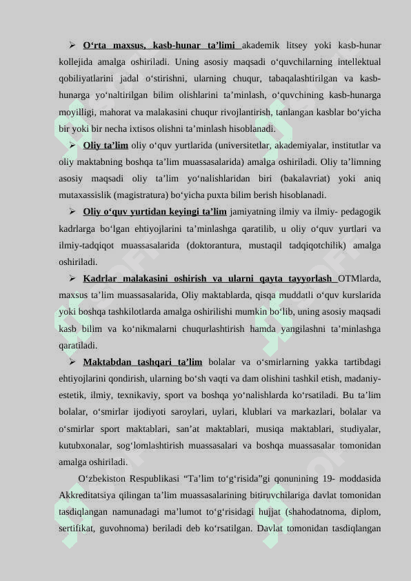 O'zbekiston Respublikasining maktabgacha ta'lim sohasiga oid me'yoriy huquqiy hujjatlari 5