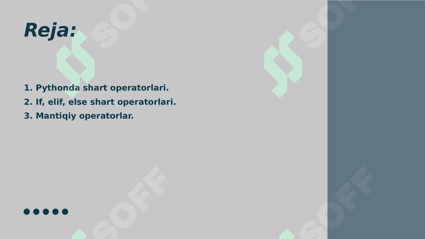 Shart operatorlariga doir dastur tuzish 2