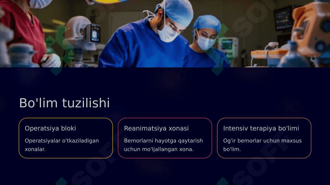 Anesteziyologiya va reanimatsiya boʻlimi tuzilishi, narkoz turlari, narkoz apparatlarini zararsizlantirish 4