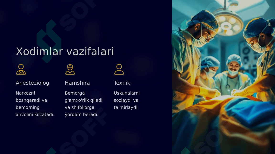 Anesteziyologiya va reanimatsiya boʻlimi tuzilishi, narkoz turlari, narkoz apparatlarini zararsizlantirish 5