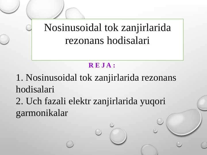 Nosinusoidal tok zanjirlarida rezonans hodisalari