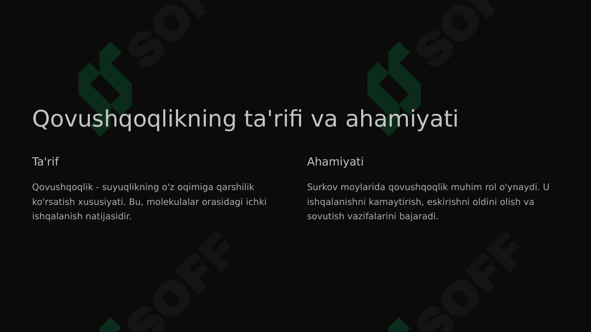 Surkov moylarining qovushqoqlik xossalari 3