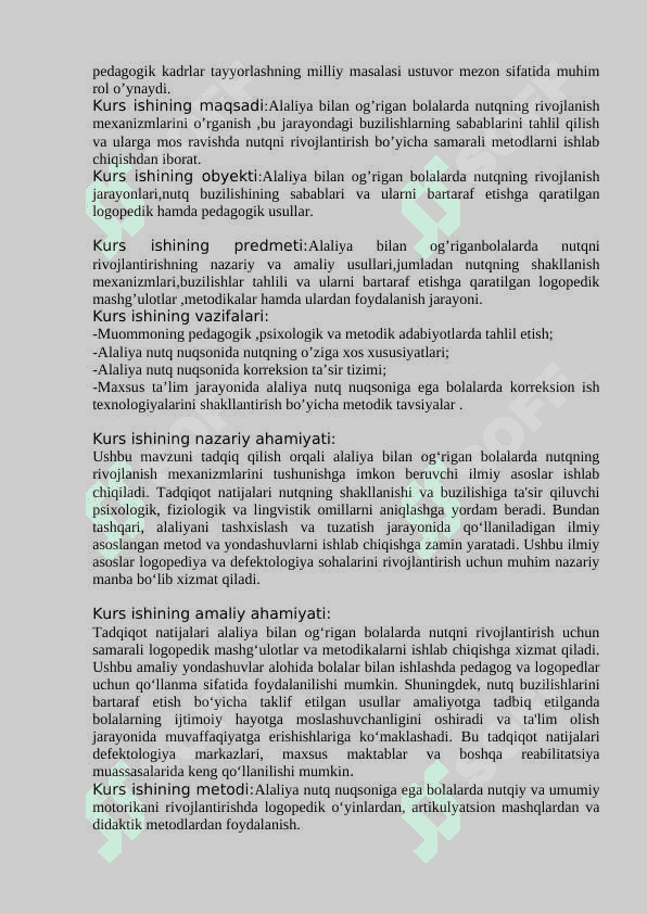 Alaliyada nutqning rivojlanish mexanizmi va nutqni rivojlantirish ishlari 2